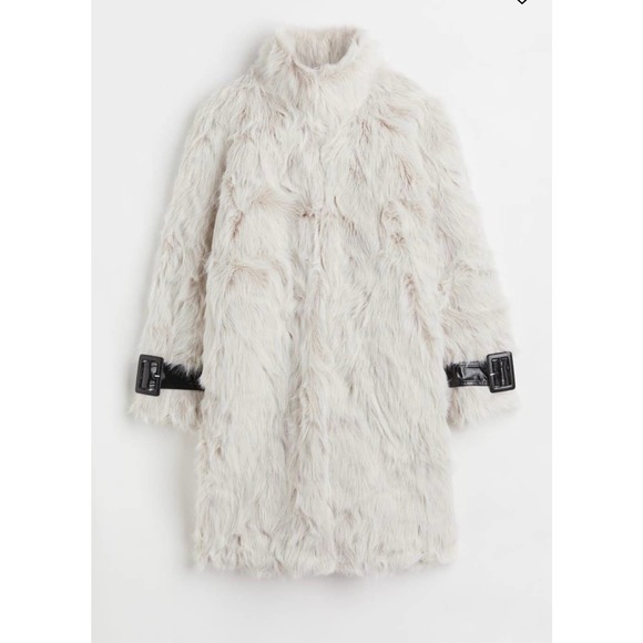 H&M - Women’s Faux Fur Coat / Size L / White / NWOT